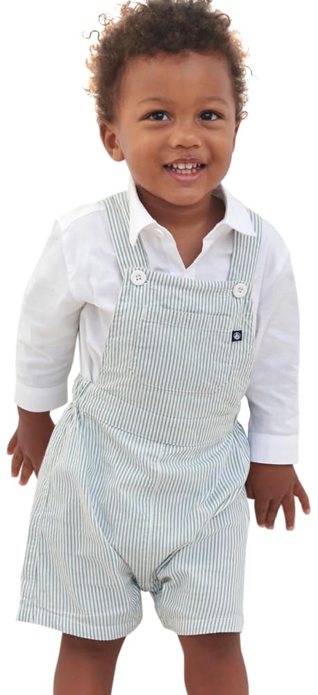 

Короткий комбинезон A0CVA 12 месяцев 74см [Petit Bateau] Молочный/Зеленый