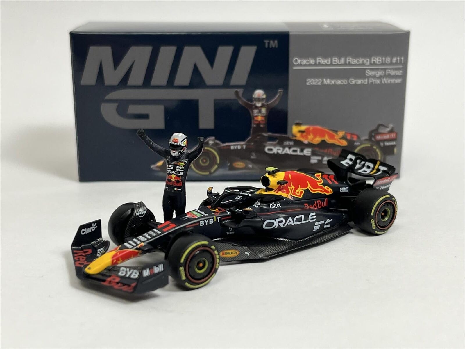 

MINI GT 164 Oracle Red Bull Racing RB18 2022 Победитель #11 Гран-при Монако Серхио Перес В комплекте фигурка Готовое изделие