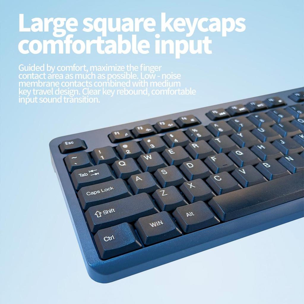 Tastatură wireless silențioasă cu 104 taste pentru birou și laptop - Compatibilă Windows/macOS/Chrome OS