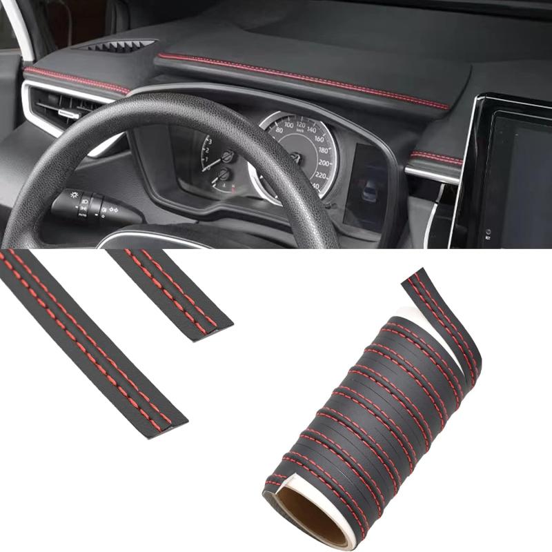 Car Interior DIY Strips PU Leather Woven Trim Strips Car Protection Stickers for Door Dashboard Stickers Car Decoration