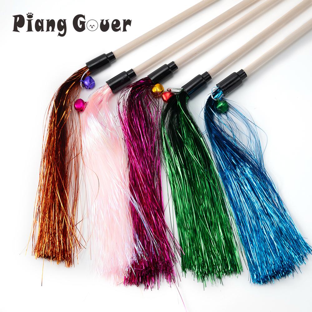 1pc Cat Toy Wooden Cat Toy Stick With Bell Plastic Tassel Pet Toy Wand