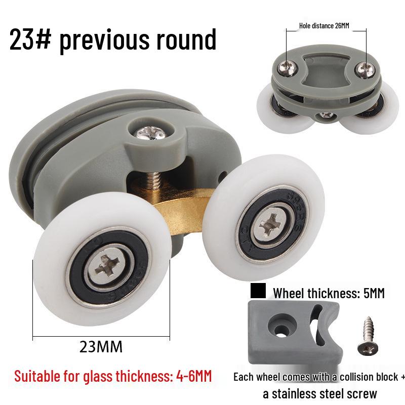 Shower Room Double Wheel Sliding Door Roller Set for Arc Glass Doors