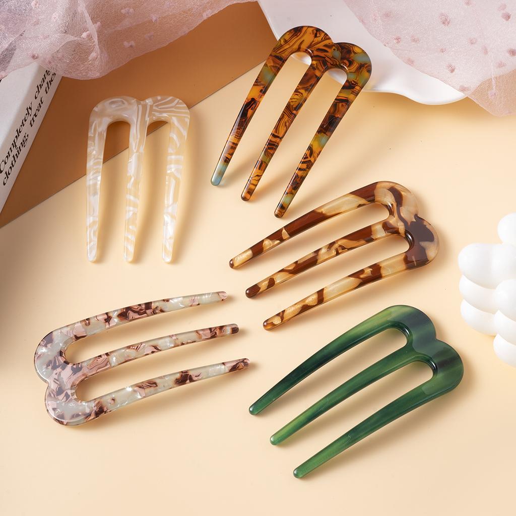 Three Tooth Inserted Comb Hairpin, Lazy Man Bun Head Hair Tool, U-Shaped Hairpin Hairpin Hairpin, Simple Hairpin For Women