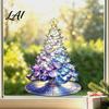 Colorful Tree Wall Art Stained Glass Style Christmas Static Window Cling Gradient Starry Sky Decorative Atmosphere Accents Xmas Sticker Reusable PVC