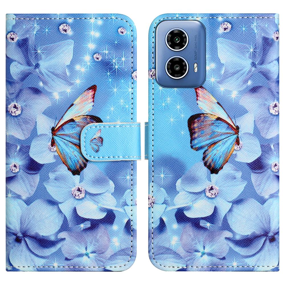 For Motorola Moto G35 5G Case Pattern Print PU Leather Wallet Phone Cover Cross Texture