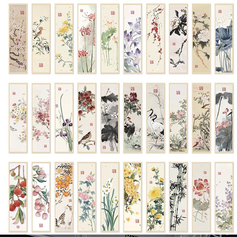 30pcs Chinese painting style bookmarks Chinese ink painting reading book page book marking notebook marking student stationery