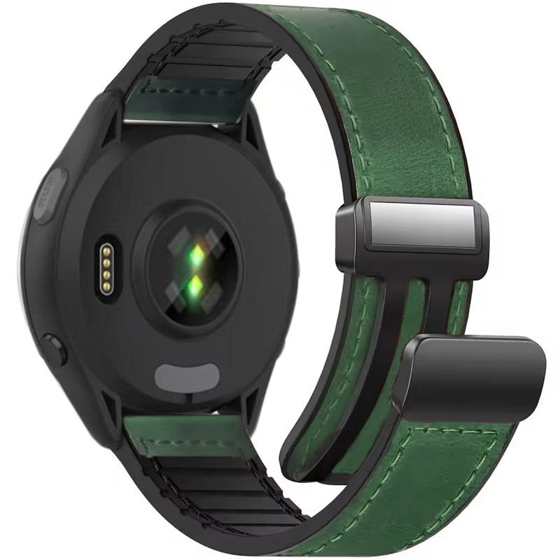 22mm 20mm Leather+Silicone Strap for Garmin Forerunner 55 165 265 965 Magnetic Bracelet Band Garmin Vivoactive 6/5 Venu 3/2 Belt
