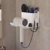 Wall-Mounted Punch-Free Bathroom Hair Dryer & Storage Rack