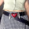 Y2k Black Rivet Belt Hip-hop Jeans Belt Vintage Heart Waistband  Men Women