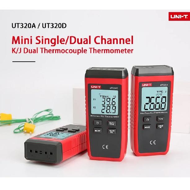 UNI-T UT320A UT320D Digital Thermometer Mini Dual K/J Type Thermocouple Thermometer -50℃ to 1300℃ High Temperature Tester Mete
