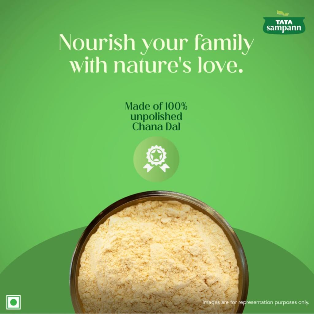 Tata Sampann Fine Chana Dal Besan Gram Flour 500g Pack | 100% Natural Unpolished Dal | Premium Quality Flour for Snacks & Sweets