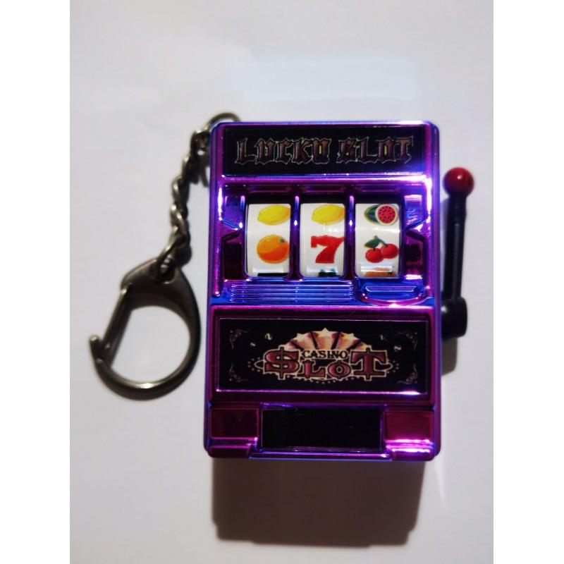 Mini Cartoon Fruit Slot Machine Keychain: Playable, Spinning, Rocking Toy Game