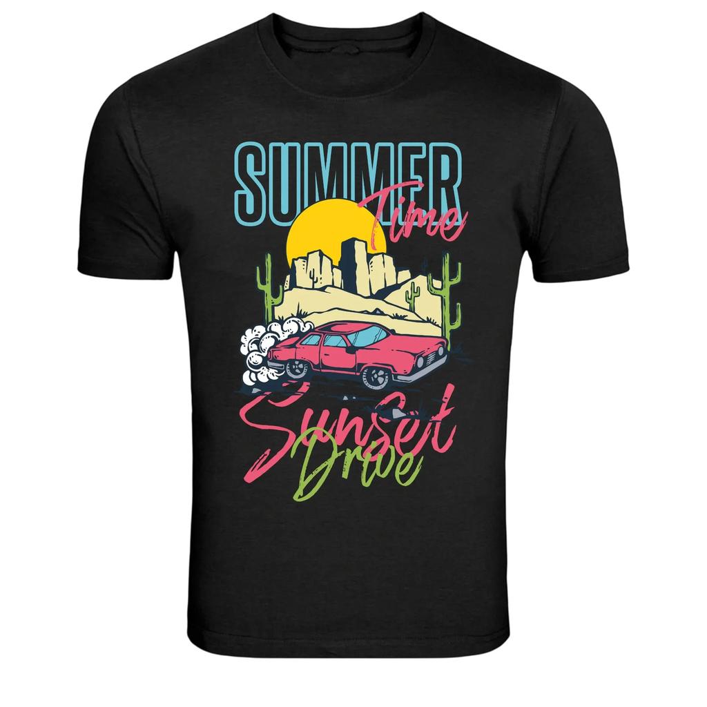 Summer Time Sunset Drive Retro Car Desert T-Shirt