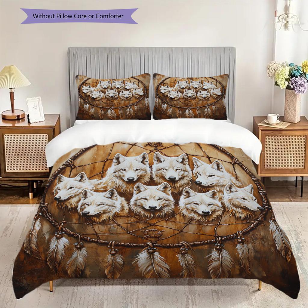 Wolf Pattern Bedding Quilt Set Quilt Cover Pillowcase Home Decoration Birthday Gift (1 * duvet cover + 2 * pillowcase, without core)