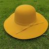 Female Hat French Retro Bowler Hat Women Wide-brimmed Wavy Fedora Hat Autumn and Winter Bow Hat Hat Adult Children Hat