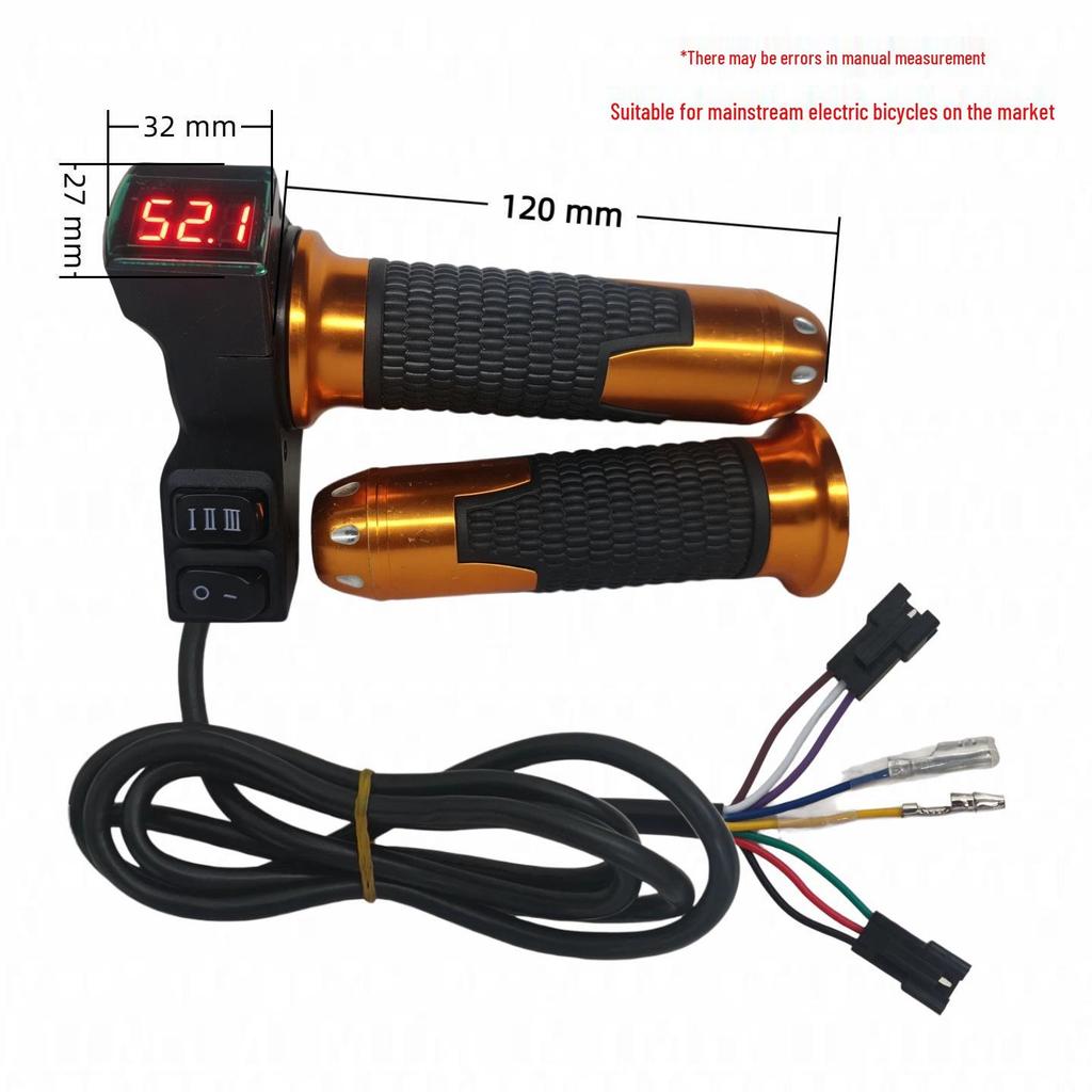 Red Screen 23-Switch Electric Vehicle Throttle Grip with Three-Speed Voltage Display