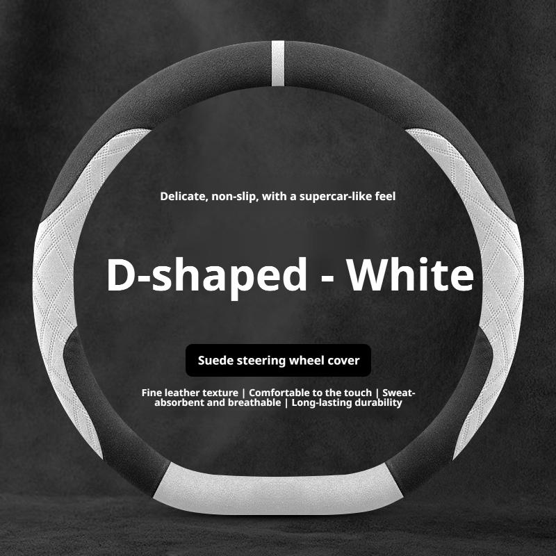 Luxury Suede Steering Wheel Cover Two Tone Sport Comfort Grip 37-38cm For VW Tiguan T-Roc Touareg ID.4 Polo Golf Car Accessories
