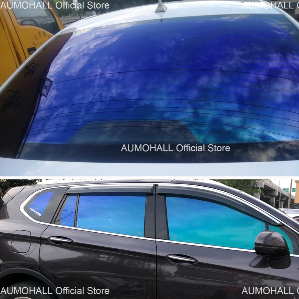 1.52Mx30M VLT18% Blue Green Chameleon Car Window Glass Film, Van Truck Side Rear Window Tints Solar Protection Tinting Foil Roll
