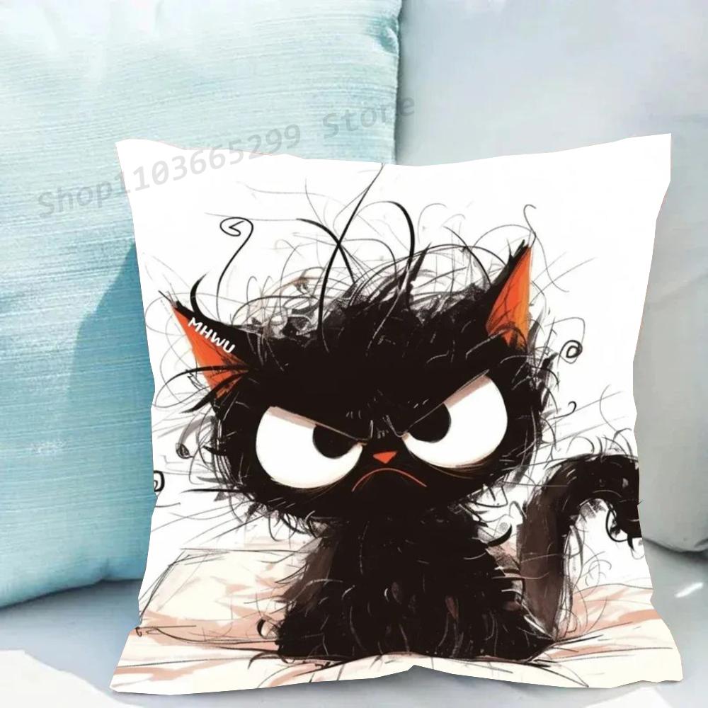 Black Cat Pillow Case Sofa Cushion Cover Room Home Decoration