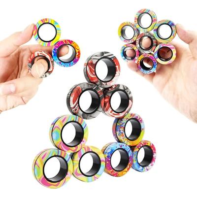 3pcs Anillos Magnéticos para Dedos Coloridos Set de Juguetes Fidget Imanes para Adultos Anillos Giratorios para Aliviar el Estrés Alivio de la Ansiedad Terapia