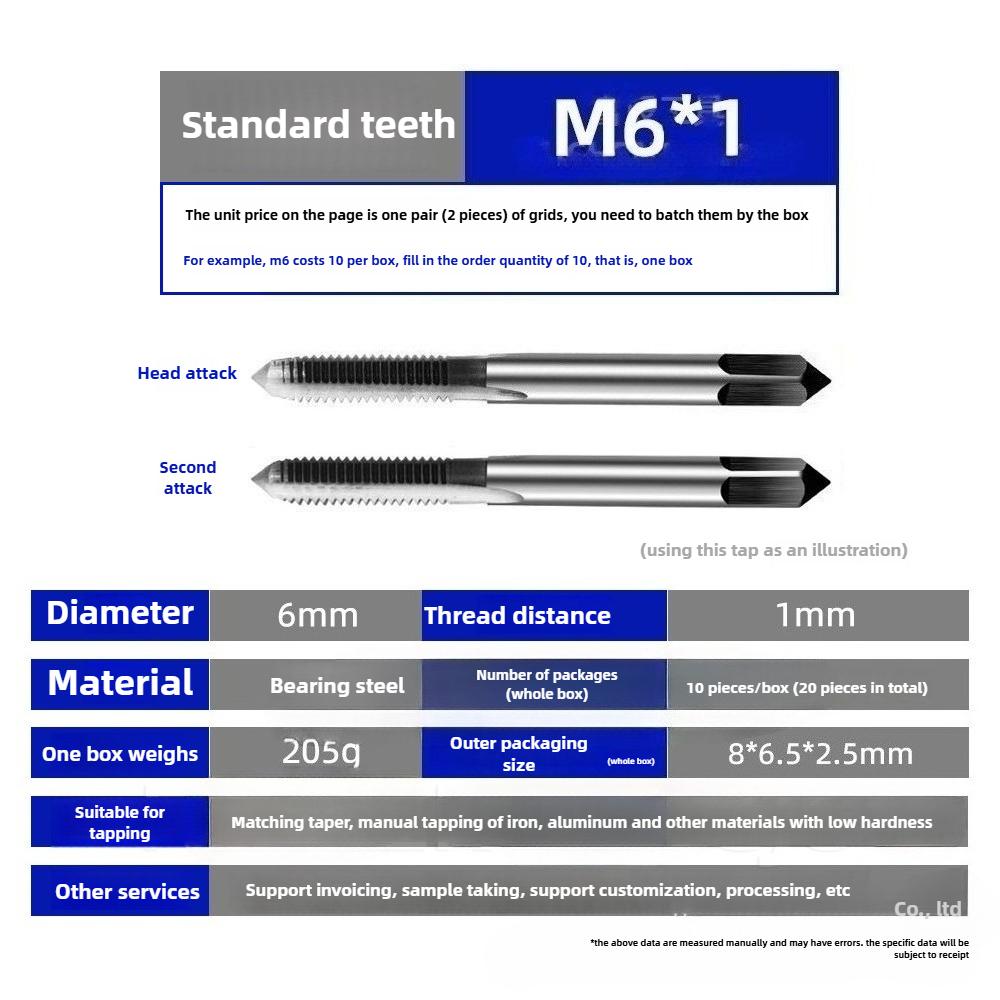 High Speed Steel Thread Tap Set M3-M24 Straight Fluted Hand Taps for DIY Woodworking Machinery