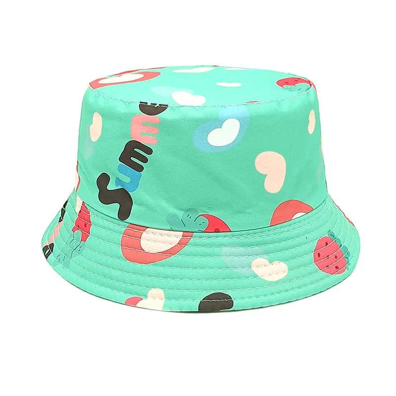 

Spring and Summer Polyester Cartoon Print Bucket Hat Outdoor Travel Sun Cap For Boy and Girl 105 52-54cm wear небо синє кольору