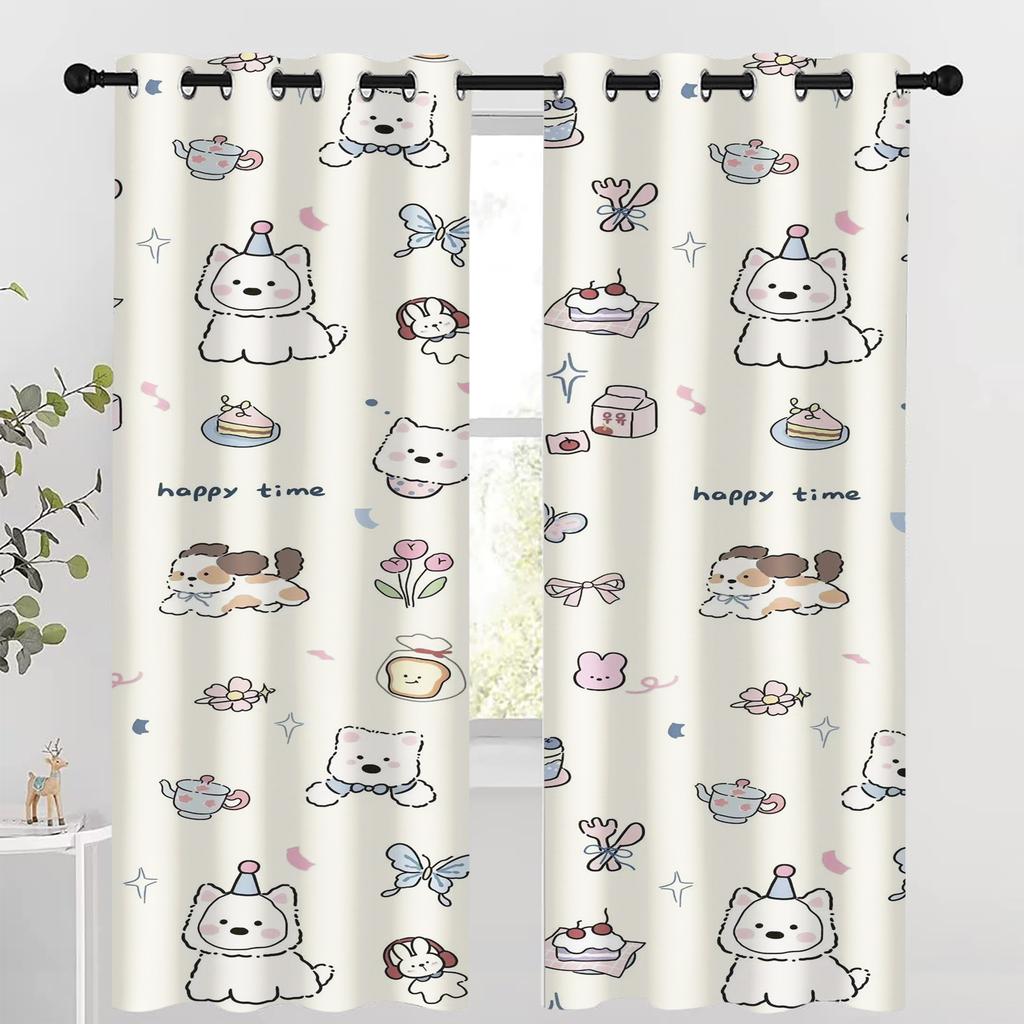 Cute Cartoon Pattern Blackout Curtains Suitable For Children'S Bedrooms, Perfect For Boys And Girls With A Childlike Innocence.