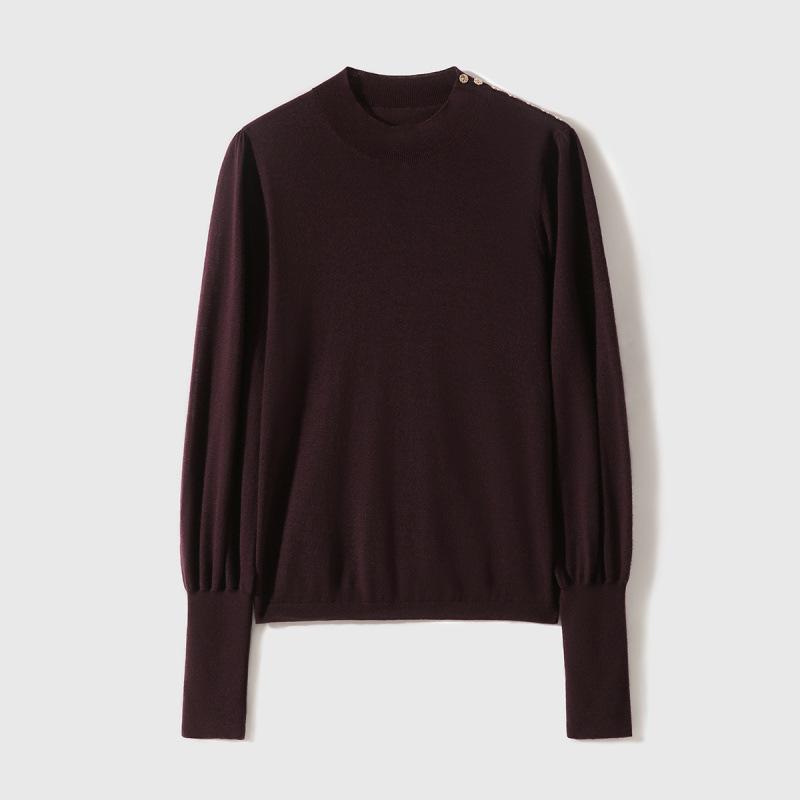 

DAFIFY Женская мода повседневная осень-зима однотонный принт длинный рукав полуводолазка свитера One Size темно-фиолетового