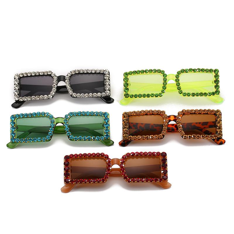 Square Sunglasses, Personalized Diamond-Set Square Glasses, Jelly-Colored Diamond Sunglasses For Women