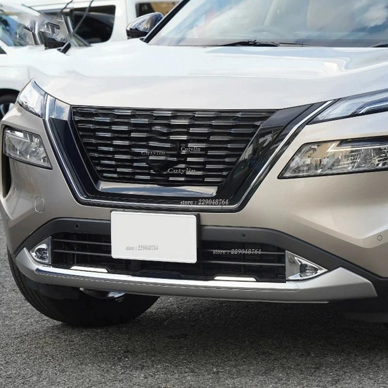 For Nissan Rogue X-Trail T33   ABS Black Chrome Front Fog Light Lamp Cover Protector Molding Bezel Trim Car Styling