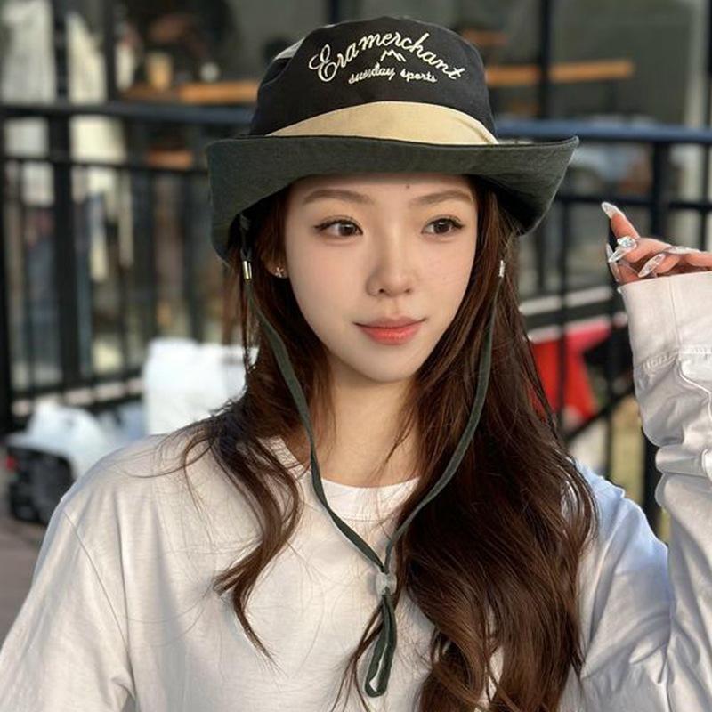 Letter Embroidered Fisherman Hat Men and Women Spring and Summer Sun Protection Outdoor Sun Protection Mountaineering Hat Western Cowboy Hat