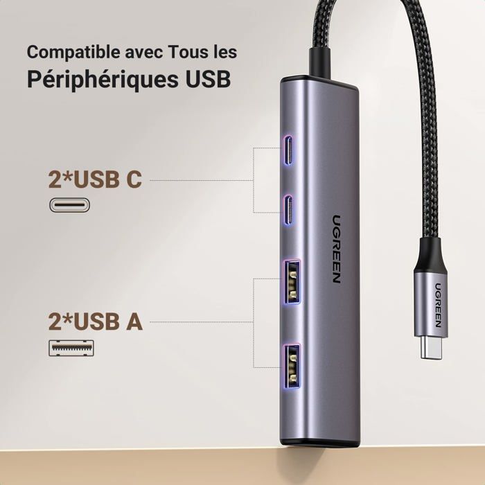 Hub USB C - Ugreen - 15395 - 4 ports - 5 Gbps - Plug and play