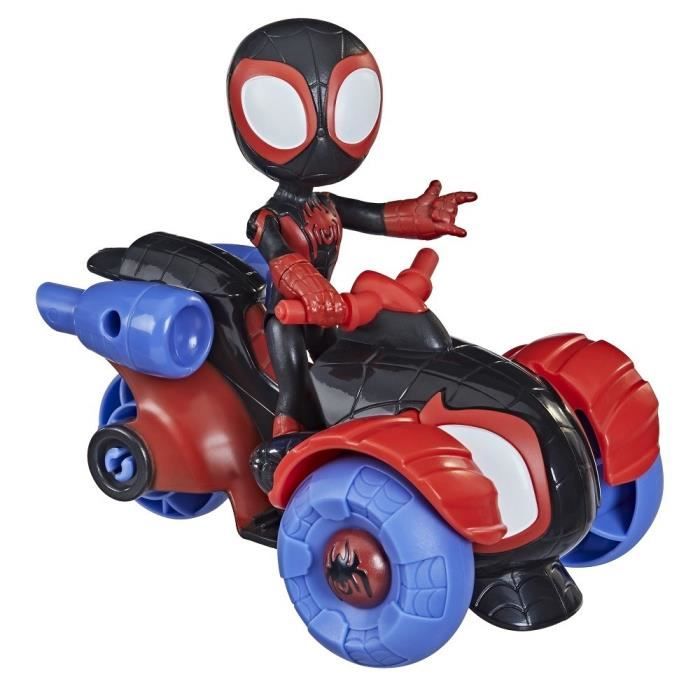 Marvel Spidey and His Amazing Friends - Figurine Miles Morales: Spider -Man Avec Véhicule Techno -quad - Enfants Dès 3 Ans