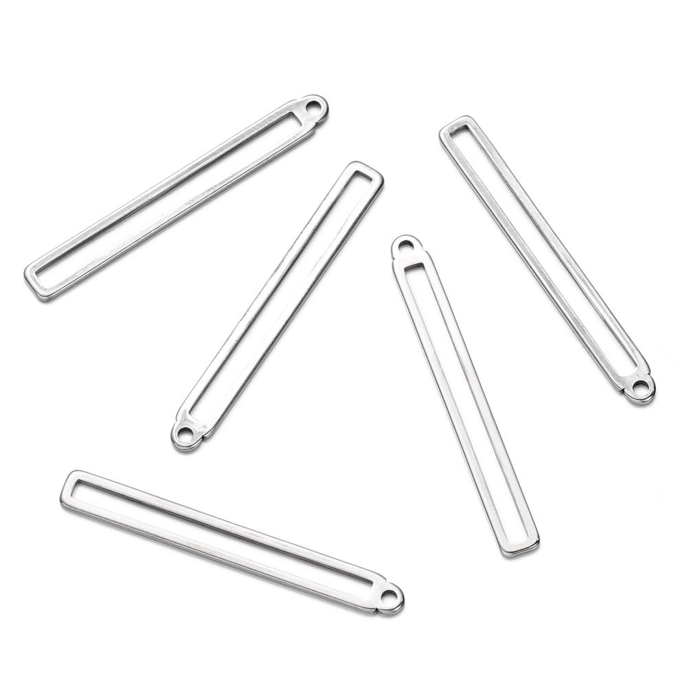 5/10Pcs 4*34.5mm Stainless Steel Hollow Rectangle Frame Charms Pendants for Earrings Necklace DIY Jewelry Making Wholesale