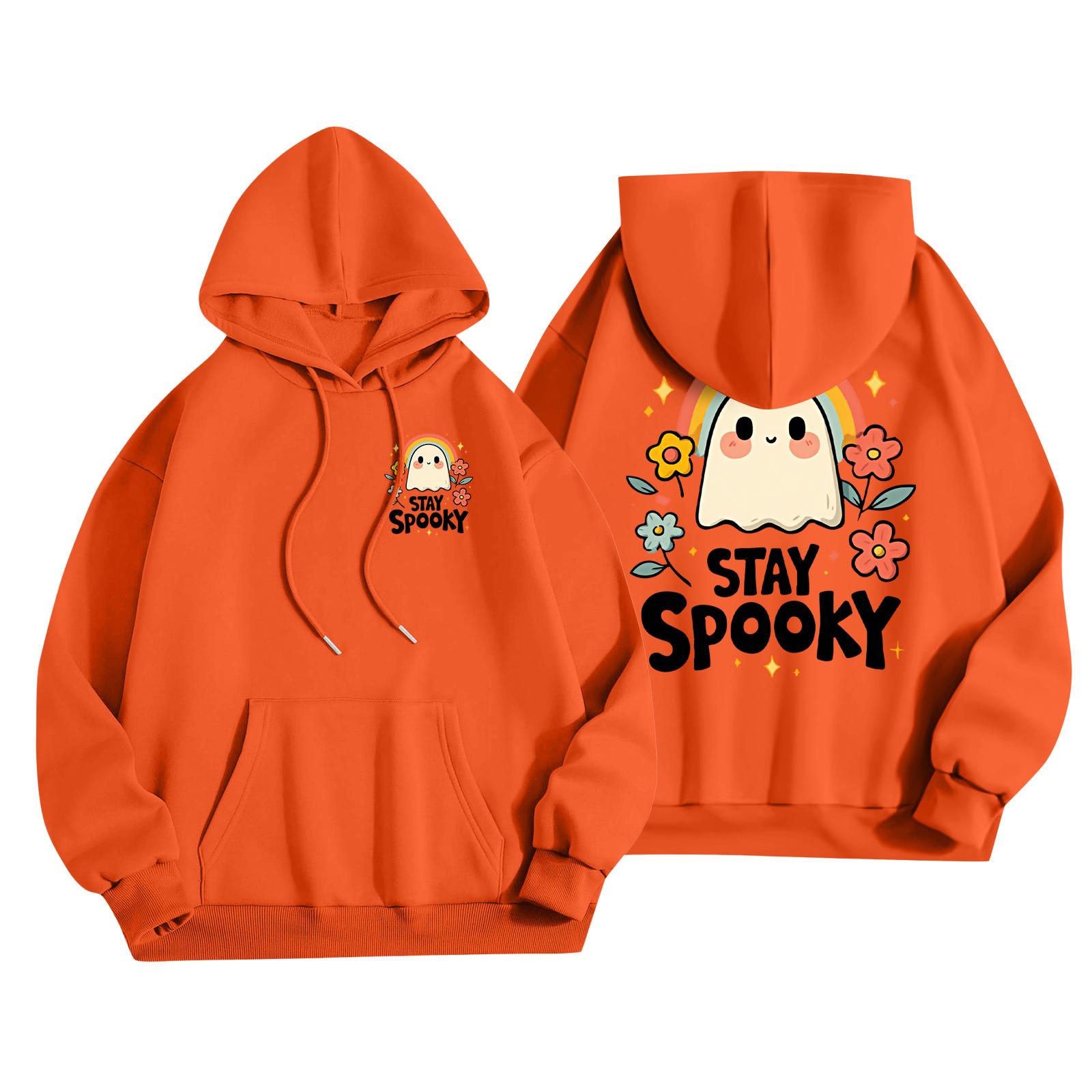 

Children s Casual Fashion Halloween Print Long-Sleeved Hooded Sweatshirt 120 шафрановый