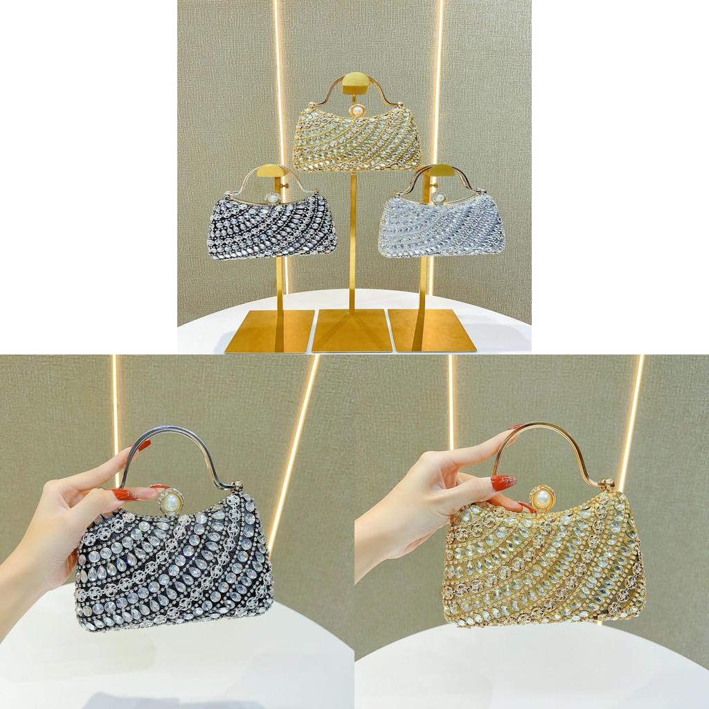 Fashion Evening Clutch Bag With Sparkling Rhinestones For Party And Wedding Events