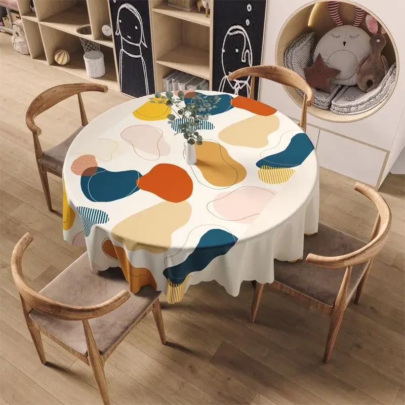 Round Coffee Tablecloth Waterproof Oil Resistant Washable PVC Tablecover Erasable Scald Resistant Minimalist Household Table Mat