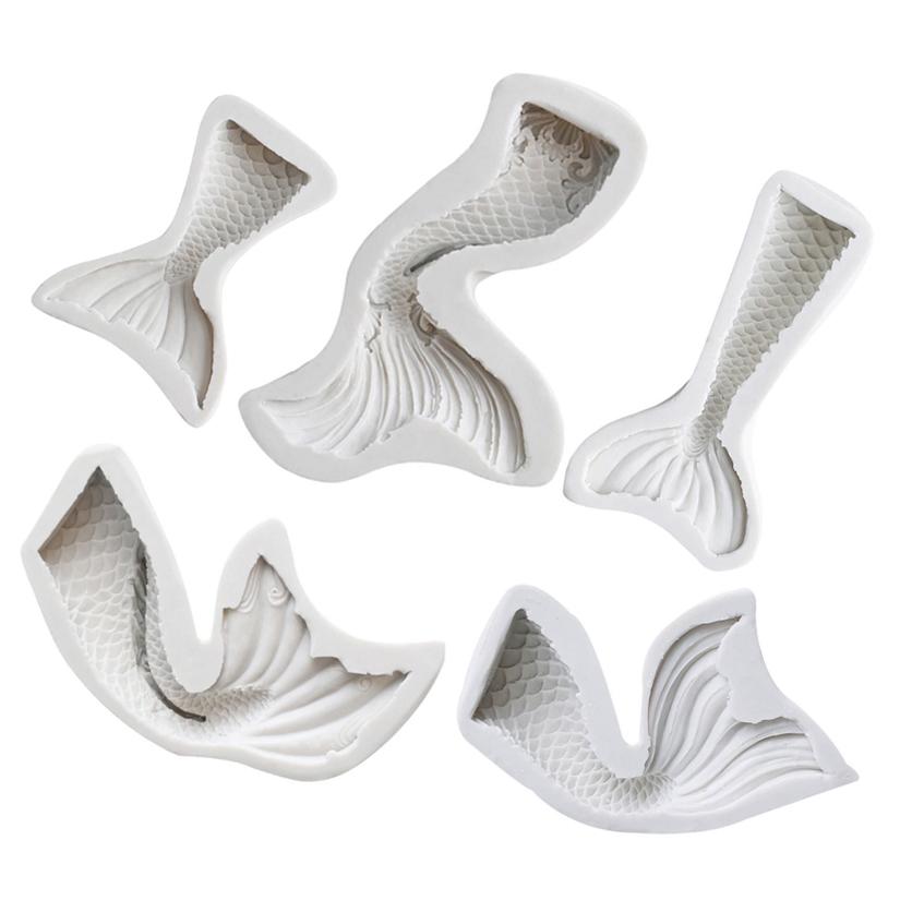 Silikonová forma ocas mořské panny Sugarcraft Forma na sušenky, cupcaky, čokoládu na pečení Fondánové nástroje na zdobení dortů