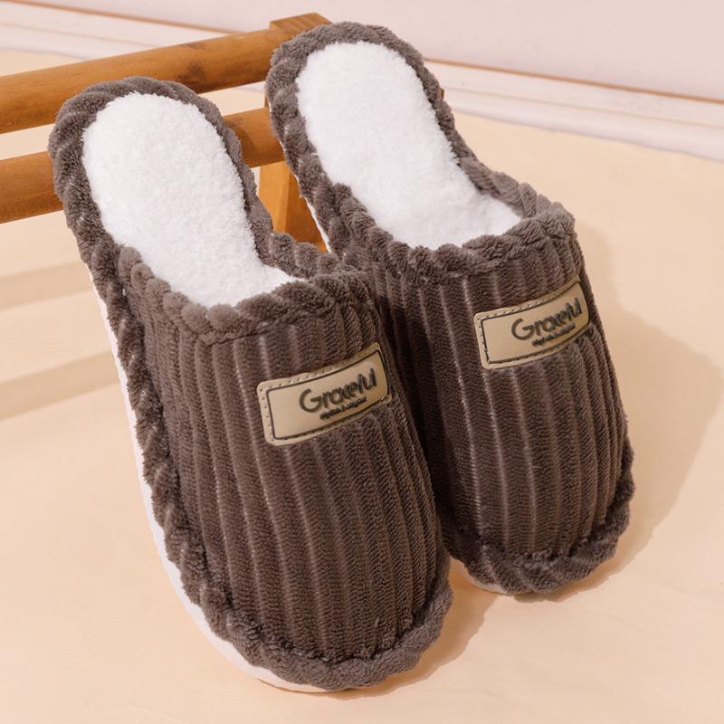 

Зимние домашние нескользящие теплые мужские хлопковые тапочки, напольные плюшевые хлопковые тапочки 36-37