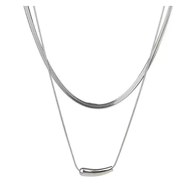

New eggplant stacked with snake bone necklace, women s cold style hip-hop collarbone chain, sweater chain accessories