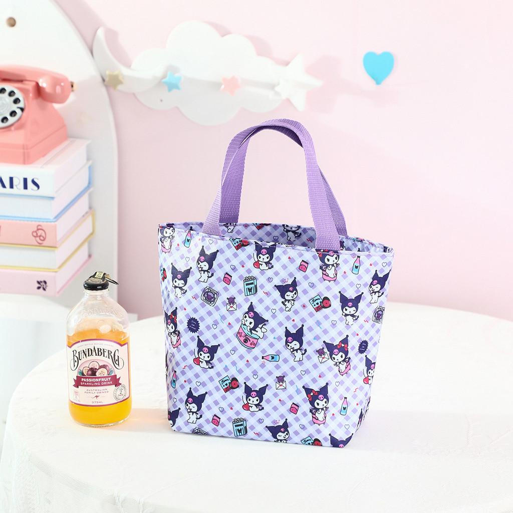Oxford Cloth Lightweight Lunch Bag With Kuromi Labubu Print Design For Office Use And Outdoor Storage