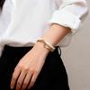 1pc White Shell Bracelet Board, Curved Metal Bracelet, Women'S Bracelet, Geometric C-Shaped Open Bracelet, Jewelry Gift Suitable for Daily Wear