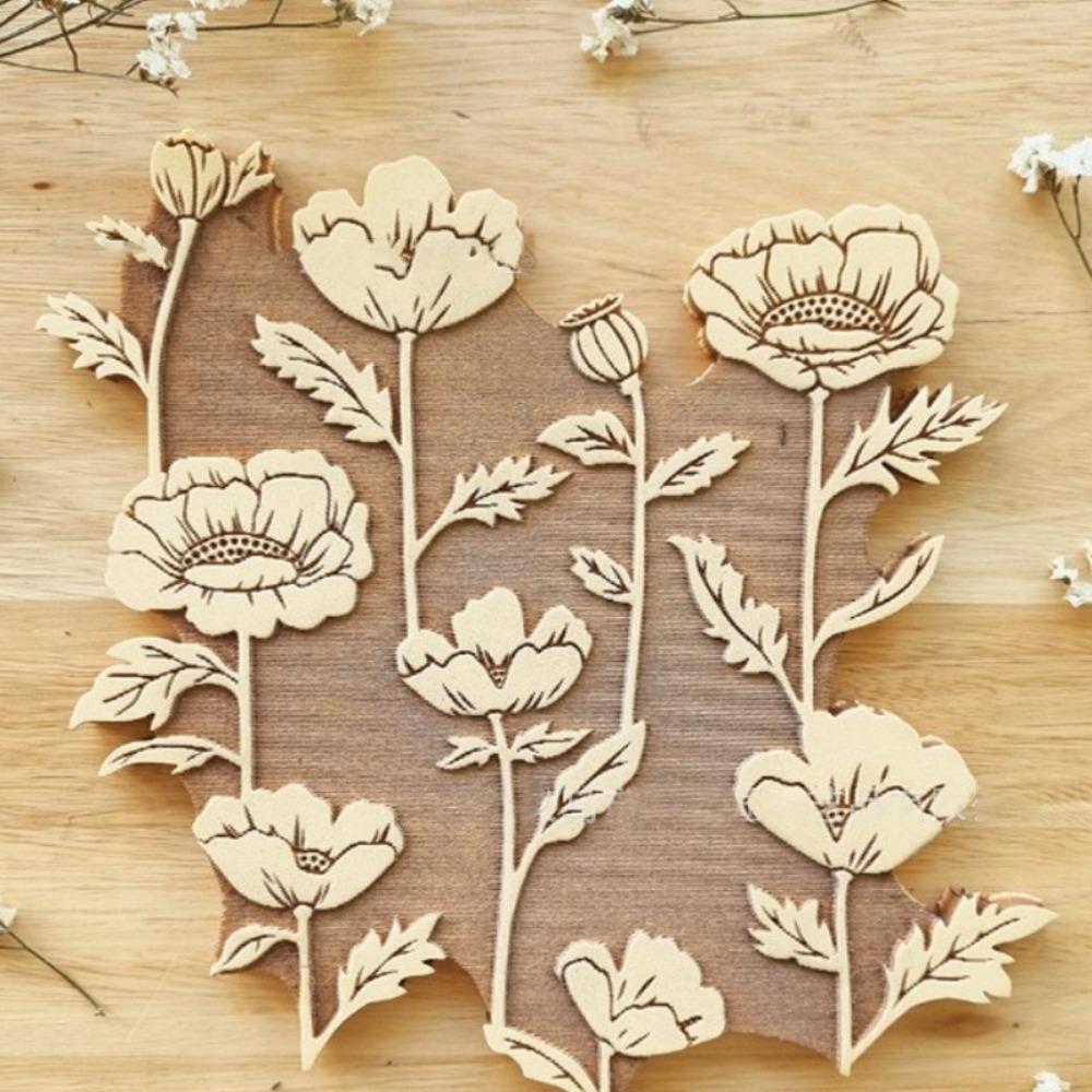 Scrapbooking Supplies Floral Stamps DIY Vintage Flower Floral Art Craft Stamps Exquisite Floral Art Craft Wooden Plant Stamp