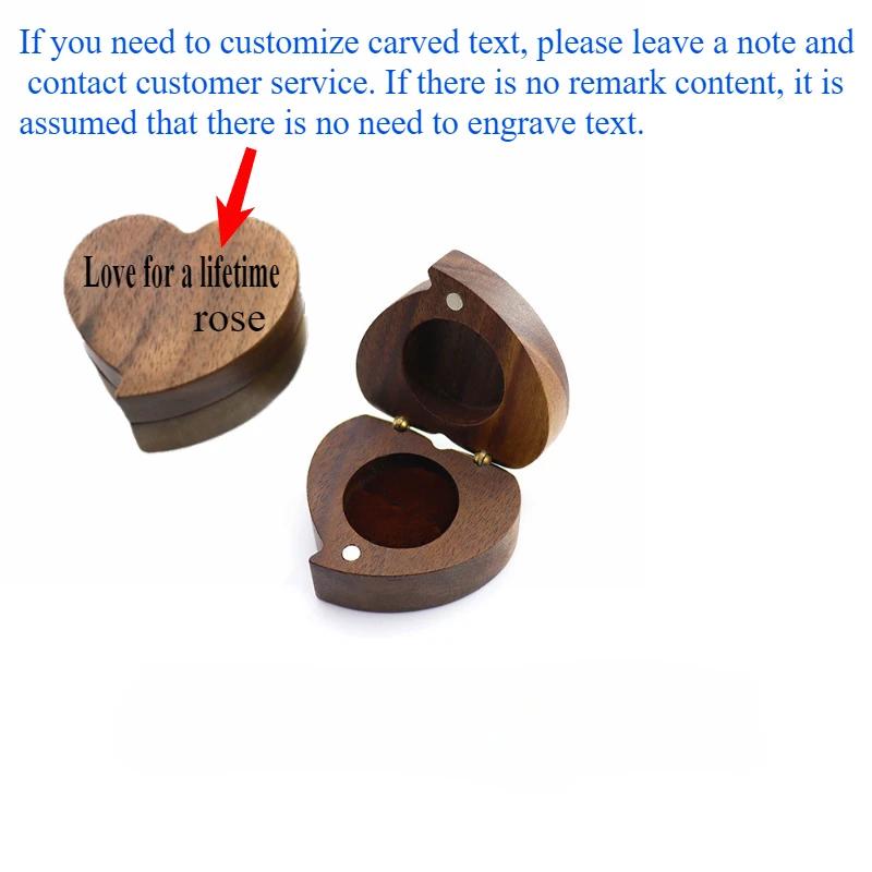 Walnut Wood Carved Love Heart Ring Storage Display Box Jewelry Holder Case Organizer Personalized Optional