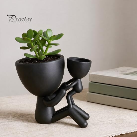 Cute Desktop Landscape Planter 3D Printed Mother Child Embracing Planter, Modern Minimalist Dual Succulents Multi Functional Storage Holder