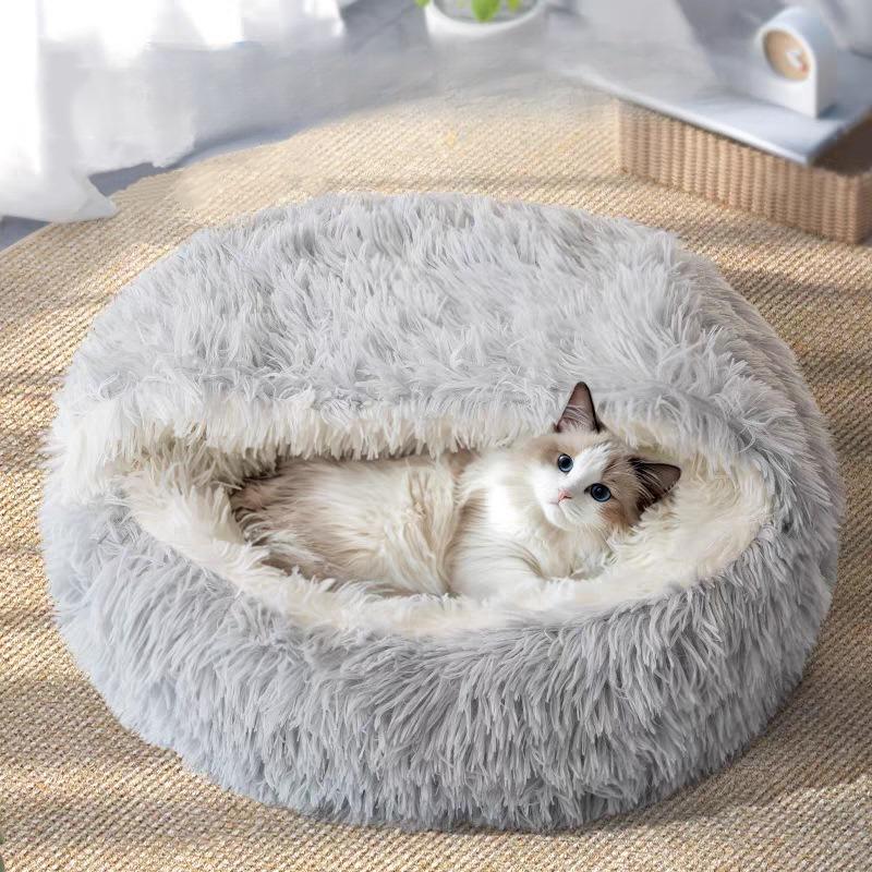 Winter Plush Cat Bed round Cushion Warm Cat House Basket Pet Sleep Bag Kitten Nest Kennel Soft Cozy Nest for Small Dogs And Cats
