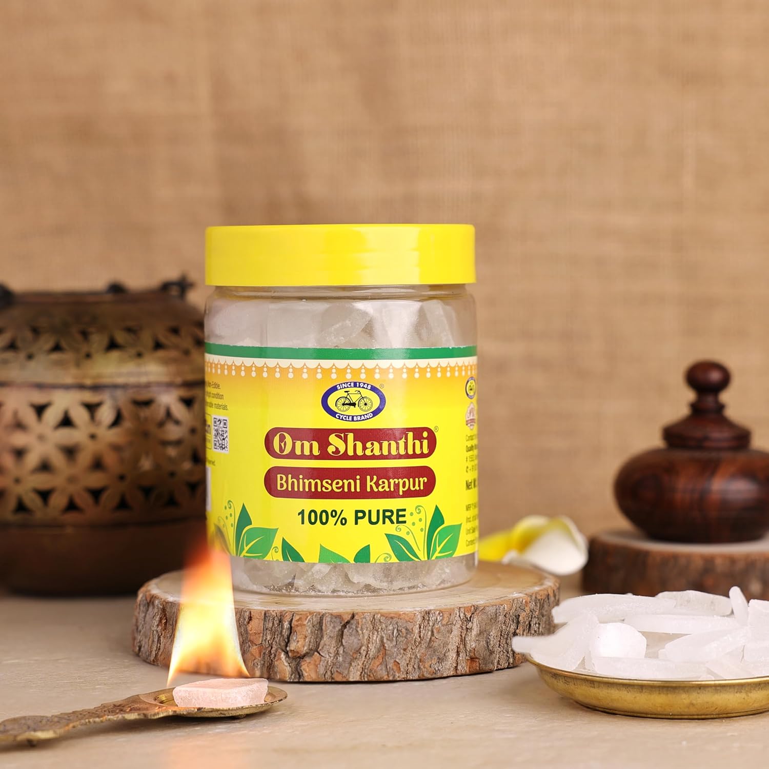 

Cycle Pure Om Shanthi Таблетки камфоры Бхимсени 250 г Упаковка 1 шт. – Божественный аромат для пуджи и медитации