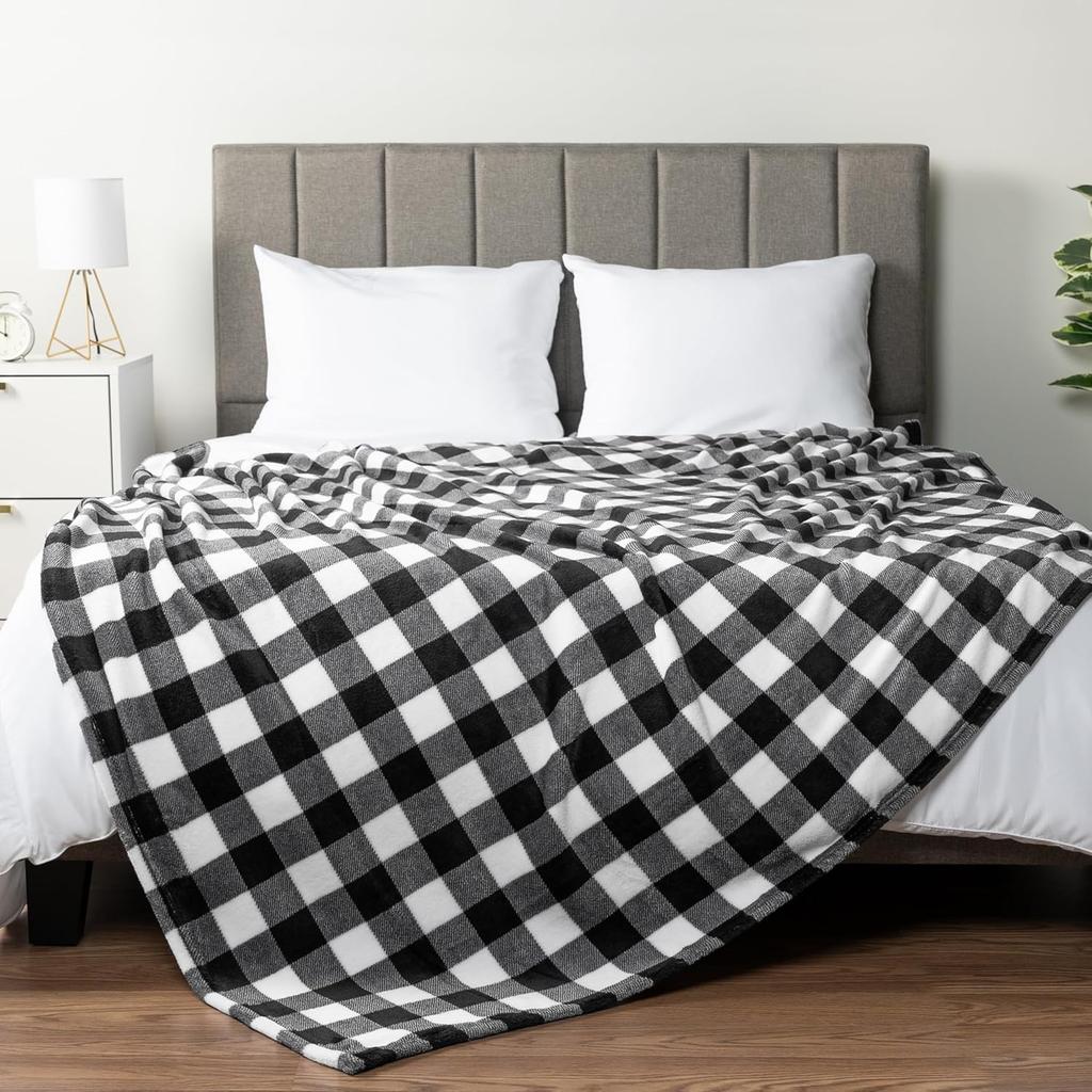 Red And Black Buffalo Plaid Fleece Blanket Cozy Cabin Style Soft Warm Throw Home Decor For Living Room Or Bedroom Gift