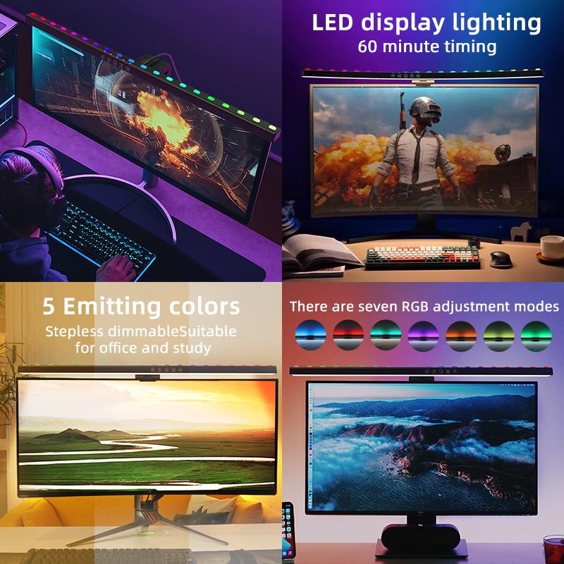 5 Farben LED Monitor Lichtleiste RGB Stufenlose Dimmung Kurve Bildschirm Hängelampe Studie Lesen USB Augenpflege Laptop Schreibtischlampe