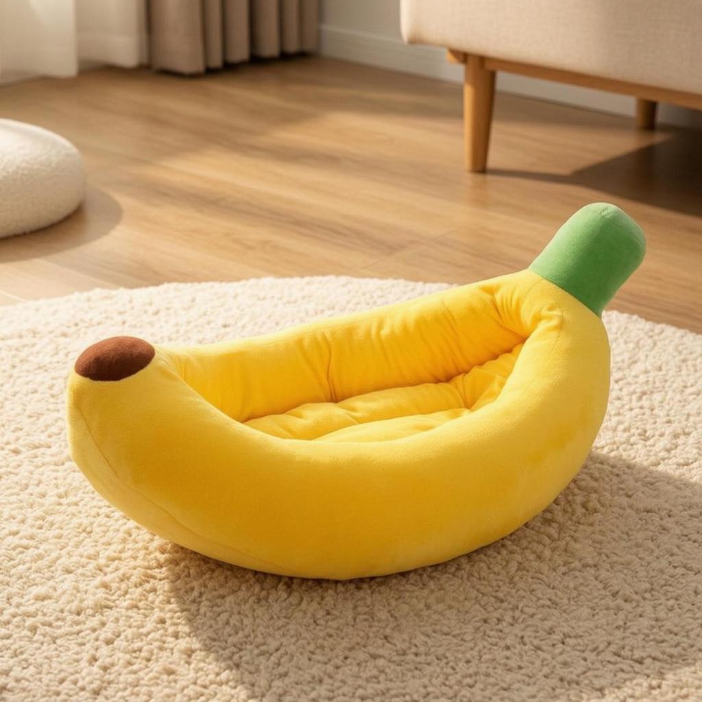 Banana Pet Bed Cute Nest with Cushions Ultra-Soft for Cats, Young Dogs